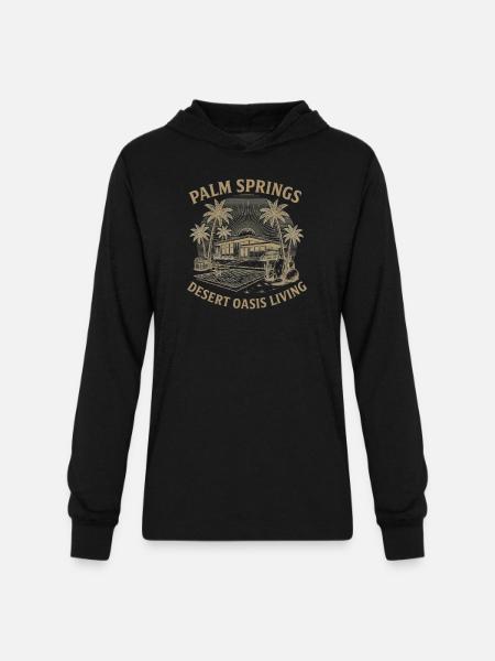 Desert Oasis Sunset Bench - Unisex Long Sleeve Hoodie Shirt - black
