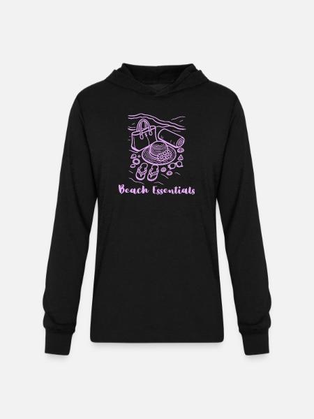 Beach Essentials Sketch - Unisex Long Sleeve Hoodie Shirt - black