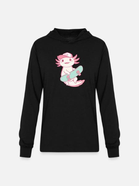 Axolotl Skater - Unisex Long Sleeve Hoodie Shirt - black
