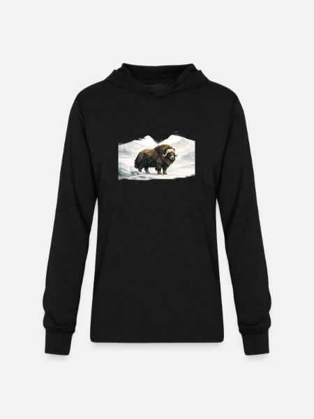 Silent Musk Ox - Unisex Long Sleeve Hoodie Shirt - black