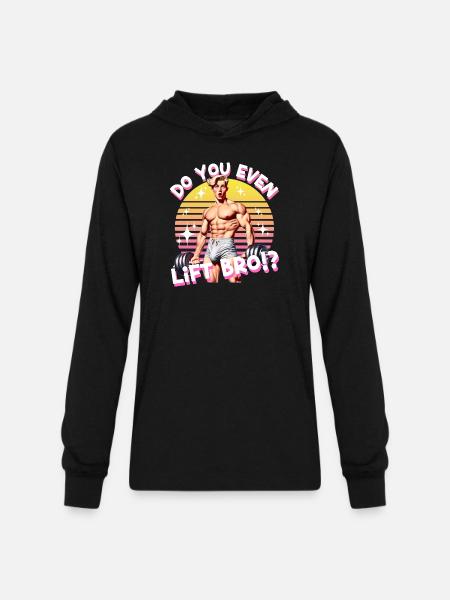 Retro Muscle Lift Meme - Unisex Long Sleeve Hoodie Shirt - black