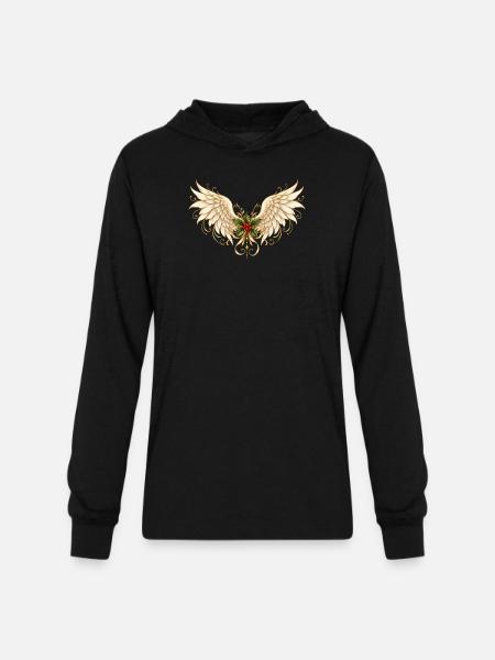 Holly Winged Halo Ornament - Unisex Long Sleeve Hoodie Shirt - black
