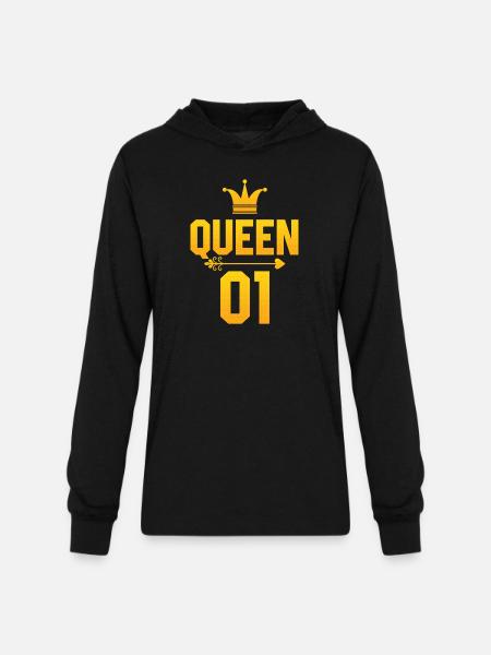 King Queen 01 - Unisex Long Sleeve Hoodie Shirt - black
