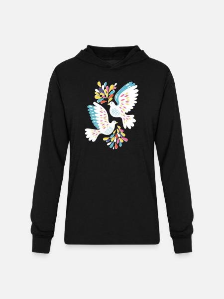 Peace Doves - Unisex Long Sleeve Hoodie Shirt - black
