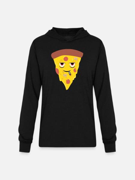 Smoking Pizza - Unisex Long Sleeve Hoodie Shirt - black