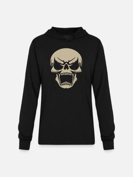 Alien Skull Head - Unisex Long Sleeve Hoodie Shirt - black
