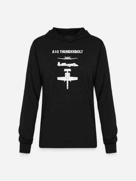 A-10 Thunderbolt Blueprint Art - Unisex Long Sleeve Hoodie Shirt - black