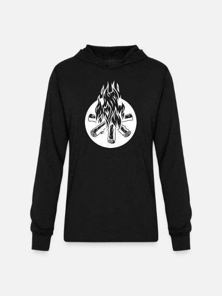 BONFIRE WHITE - Unisex Long Sleeve Hoodie Shirt - black