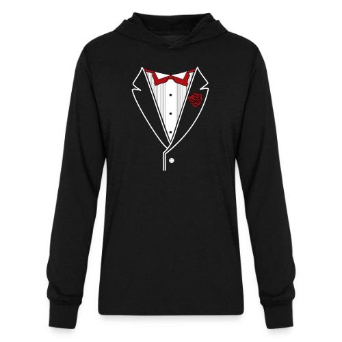 Tuxedo Shirt with Red bowtie - Unisex Long Sleeve Hoodie Shirt