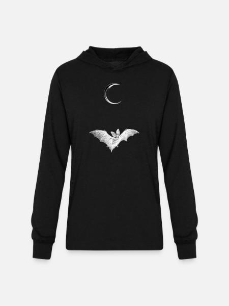 Bat Moon - Unisex Long Sleeve Hoodie Shirt - black