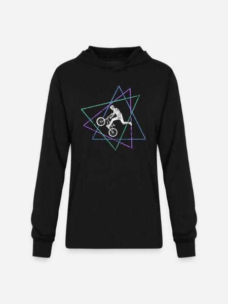 Geometric BMX Stunt Rider - Unisex Long Sleeve Hoodie Shirt - black