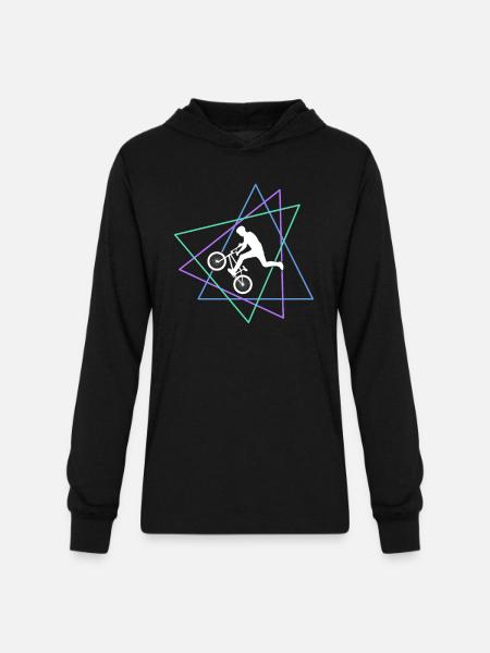 Geometric BMX Stunt Rider - Unisex Long Sleeve Hoodie Shirt - black