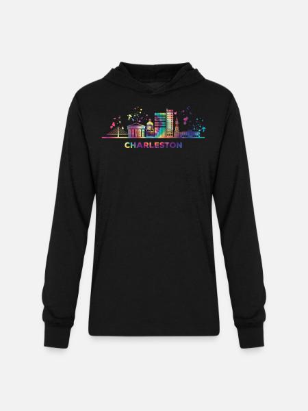 Charlestonian Skyline Charleston - Unisex Long Sleeve Hoodie Shirt - black