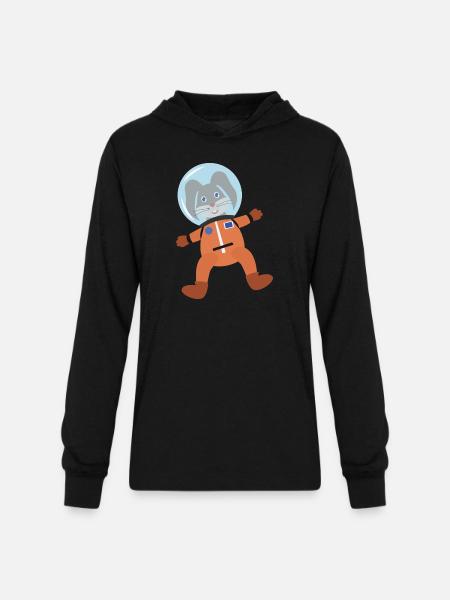 Rabbit In Space Suit - Unisex Long Sleeve Hoodie Shirt - black