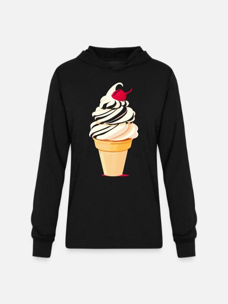 Ice Cream Cone Graphic - Unisex Long Sleeve Hoodie Shirt - black