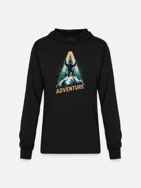 Big Foot ADVENTURE - Unisex Long Sleeve Hoodie Shirt - black