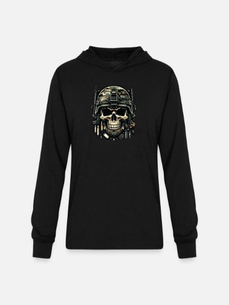 Soldier's Legacy: Camo Skull - Unisex Long Sleeve Hoodie Shirt - black