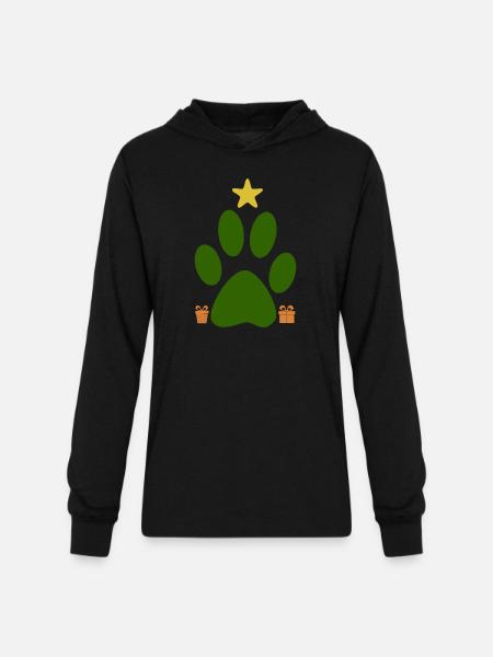 Cat Foot Christmas Tree - Unisex Long Sleeve Hoodie Shirt - black
