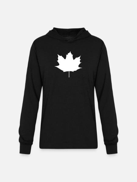 Maple Leaf - Unisex Long Sleeve Hoodie Shirt - black