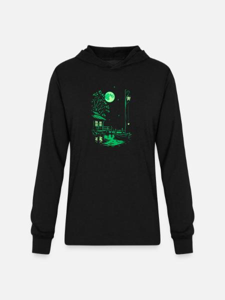 Moonlit Marina - Unisex Long Sleeve Hoodie Shirt - black