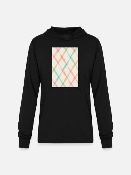 Pastel Diagonal Plaid - Unisex Long Sleeve Hoodie Shirt - black