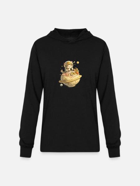 Lunchocat on Moon Cheese - Unisex Long Sleeve Hoodie Shirt - black