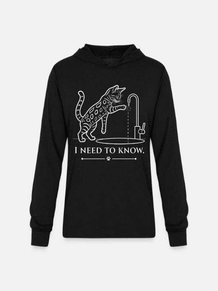Curious Bengal Cat - Unisex Long Sleeve Hoodie Shirt - black