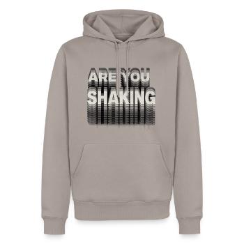 Are You Shaking Anxiety Awareness Bold Text Shirt - Men's Premium Hoodie - taupe - Front - Nico (187cm) & Julia (174cm)