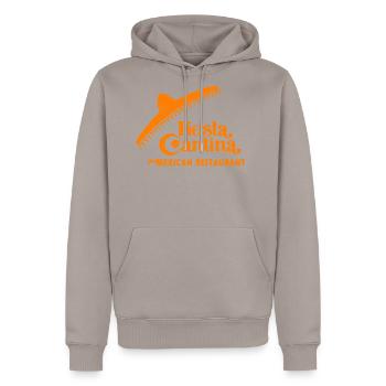 Fiesta Cantina Retro Tee - Men's Premium Hoodie - taupe - Front - Nico (187cm) & Julia (174cm)