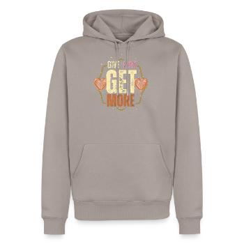 Give Love Get More Hearts - Men's Premium Hoodie - taupe - Front - Nico (187cm) & Julia (174cm)