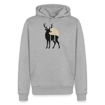 Moonlit Stag – Silent Elegance in the Wild - Men's Premium Hoodie - heather grey - Front