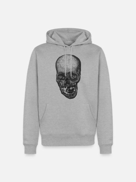 Gothic Skull Lace Portrait - Men's Premium Hoodie - heather grey
