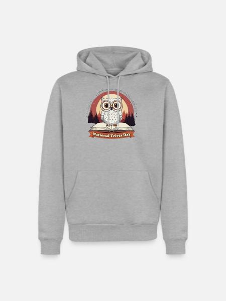 National Trivia Day Wise Owl – Cute Reading Owl wi - Men's Premium Hoodie - heather grey