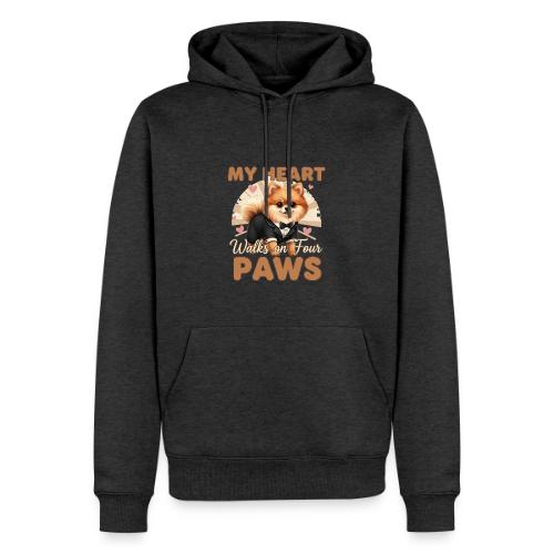 My Heart Walks on Four Paws – Pomeranian tee - Men's Premium Hoodie