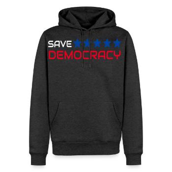 Save democracy - Men's Premium Hoodie - heather anthracite - Front - Thijin (182cm) & Raik (115cm)