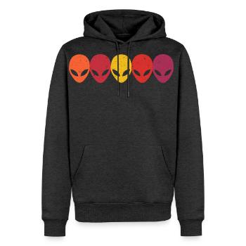 Alien Heads Faces Extraterrestrials Retro Vintage - Men's Premium Hoodie - heather anthracite - Front - Thijin (182cm) & Raik (115cm)