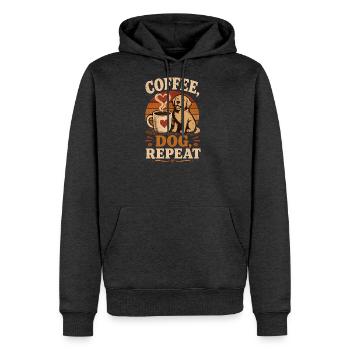 Coffee Dog Repeat Funny Coffee Lover - Men's Premium Hoodie - heather anthracite - Front - Thijin (182cm) & Raik (115cm)