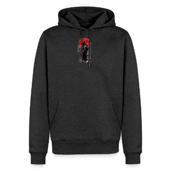Samurai Shadow under Red Sun - Men's Premium Hoodie - heather anthracite - Front - Thijin (182cm) & Raik (115cm)