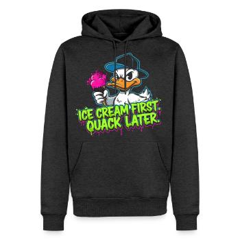 Duck Ice Cream First Quack Later - Men's Premium Hoodie - heather anthracite - Front - Thijin (182cm) & Raik (115cm)