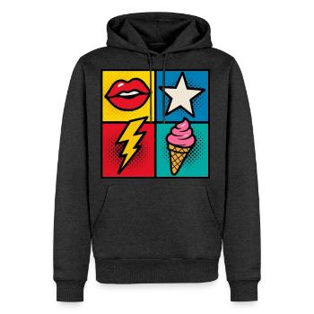 Kiss & Cone Pop - Men's Premium Hoodie - heather anthracite - Front - Thijin (182cm) & Raik (115cm)