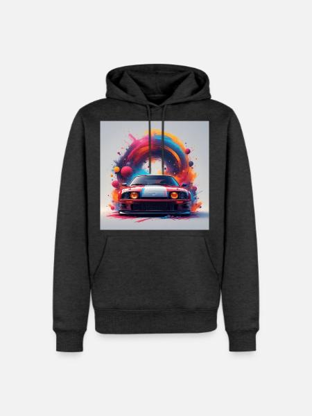 Neon Splash Drifter Car Art - Men's Premium Hoodie - heather anthracite