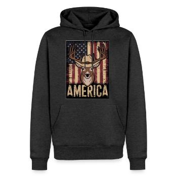 Deer Hunting American. - Men's Premium Hoodie - heather anthracite - Front - Thijin (182cm) & Raik (115cm)