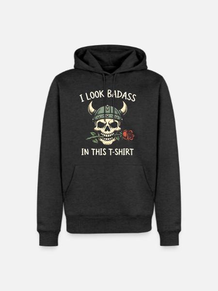 Badass Skull Viking Tee - Men's Premium Hoodie - heather anthracite