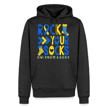 Down Syndrome Rock Your Socks - Men's Premium Hoodie - heather anthracite - Front - Thijin (182cm) & Raik (115cm)