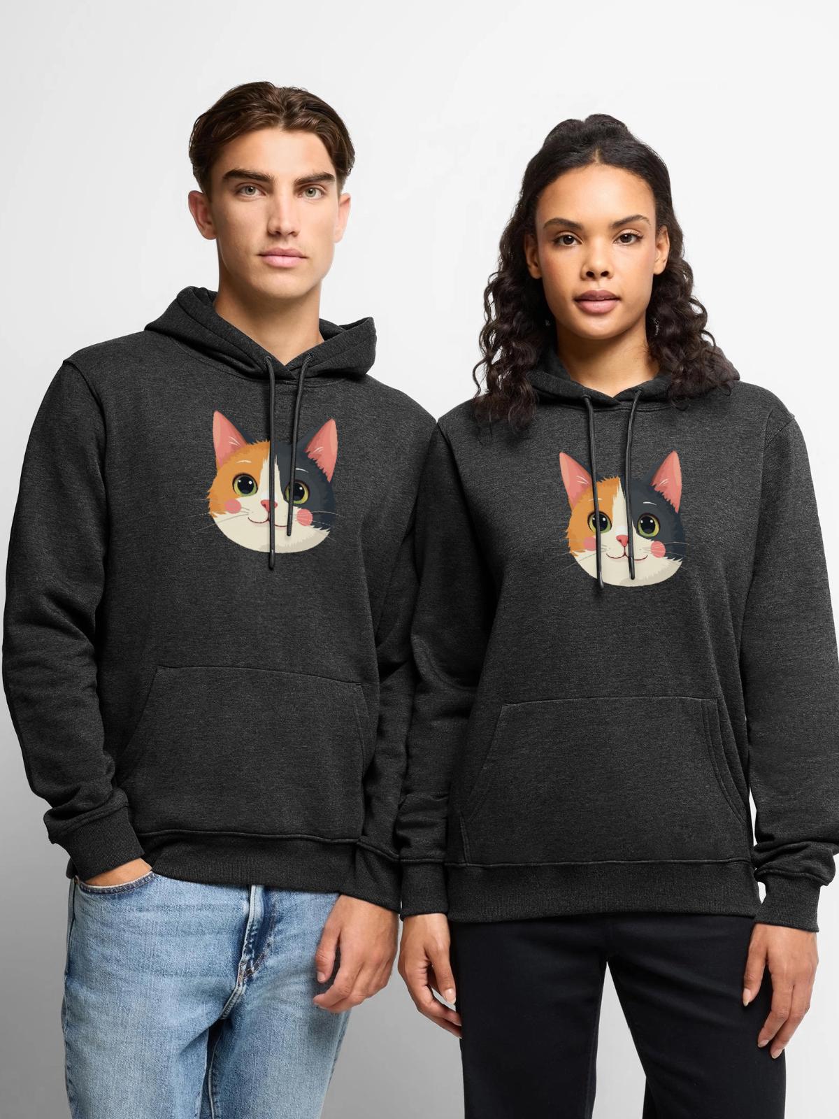 cute cat face - Men's Premium Hoodie - heather anthracite - Front - Thijin (182cm) & Raik (115cm)