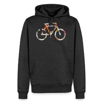 Bicycle unique mixed media collage art BIKE BIKING - Men's Premium Hoodie - heather anthracite - Front - Thijin (182cm) & Raik (115cm)