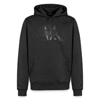 Wolf Silhouette Mono - Men's Premium Hoodie - heather anthracite - Front - Thijin (182cm) & Raik (115cm)