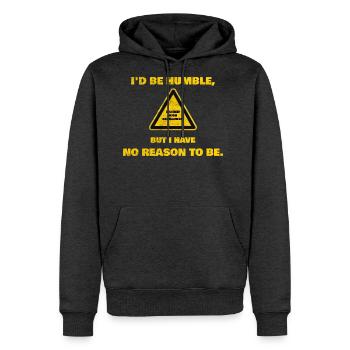 I'd be humble, but I have no reason to be. - Men's Premium Hoodie - heather anthracite - Front - Thijin (182cm) & Raik (115cm)