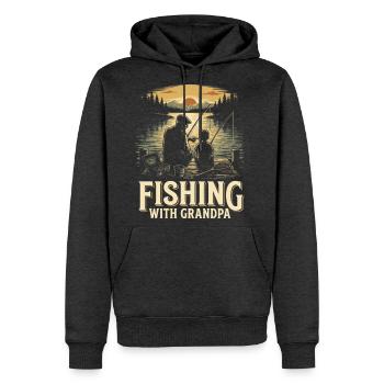 Fishing With Grandpa Shirt Vintage Lake Sunset Doc - Men's Premium Hoodie - heather anthracite - Front - Thijin (182cm) & Raik (115cm)