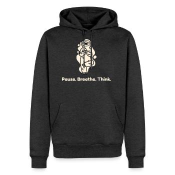 Pause_breathe_think - Men's Premium Hoodie - heather anthracite - Front - Thijin (182cm) & Raik (115cm)